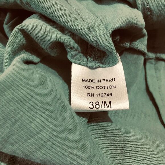 Jarbo Womens Thin Peru Cardigan Sweater Size M 38 Teal Blue Green‎ Tiered Ruched - Picture 12 of 12